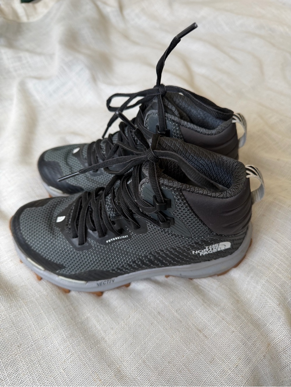 The North Face Kids Black and Gray High-Top Trail Sneakers